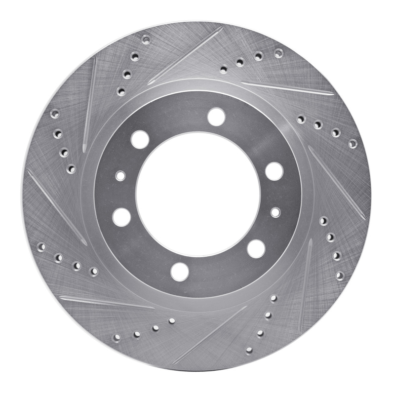 Toyota Hilux Brake Rotor (1) - Front Left - DFC - Drilled & Slotted - Silver - `03-`23