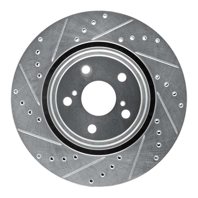 Lexus NX200T Brake Rotor (1) - Front Left - DFC - Drilled & Slotted - Silver - `08-`21