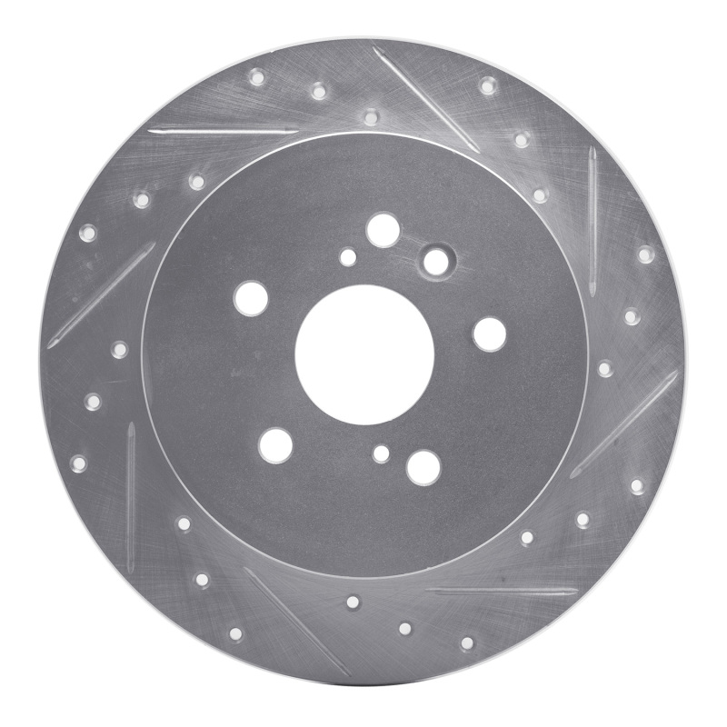 Toyota Highlander Brake Rotor (1) - Rear Right - DFC - Drilled & Slotted - Silver - `08-`13