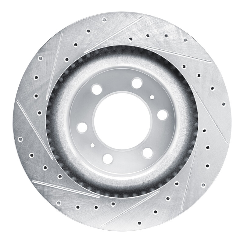 Lexus GX550 Brake Rotor (1) - Front Right - DFC - Drilled & Slotted - Silver - `22-`25