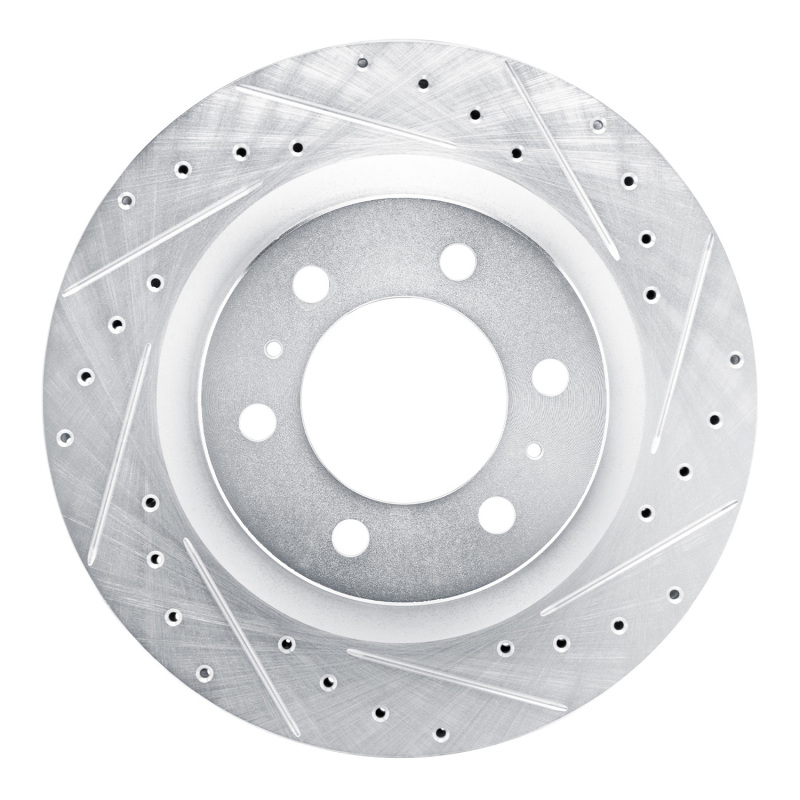 Lexus GX550 Brake Rotor (1) - Front Right - DFC - Drilled & Slotted - Silver - `22-`25