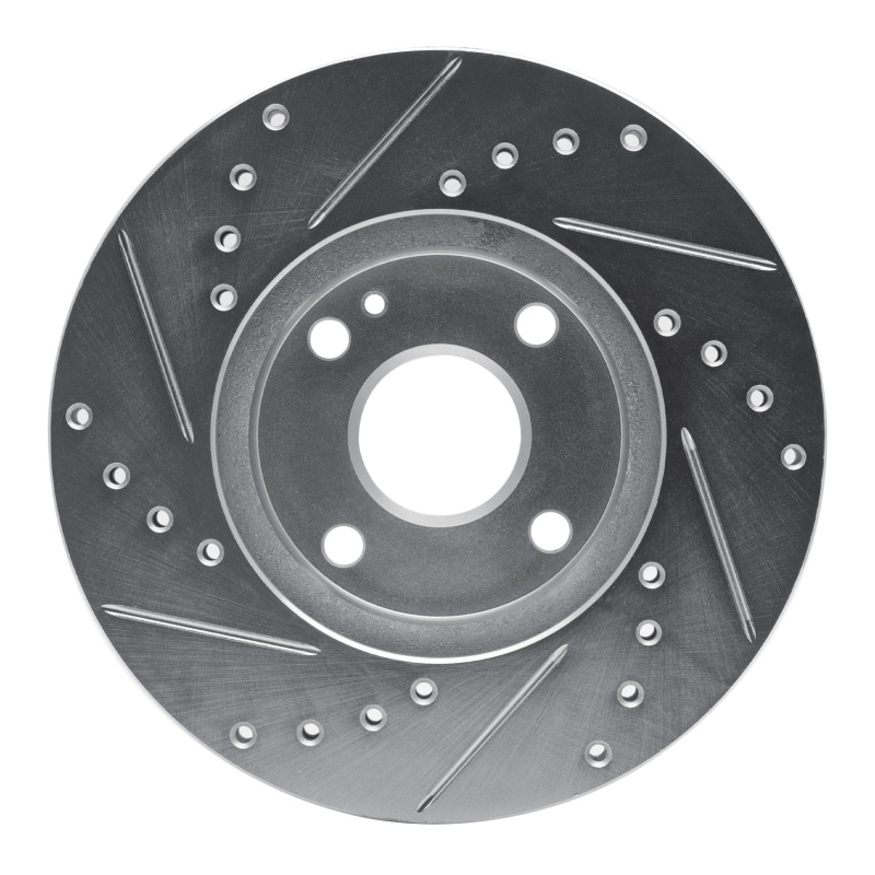 Mazda Miata Brake Rotor (1) - Front Right - DFC - Drilled & Slotted - Silver - `94-`02