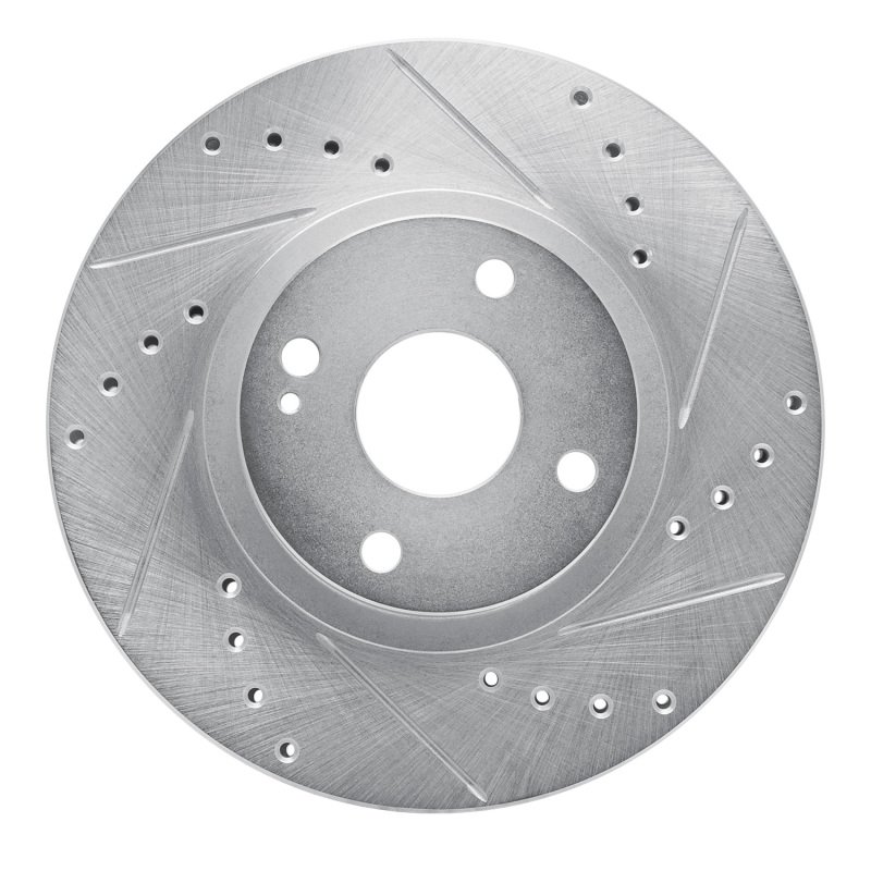 Mazda Miata Brake Rotor (1) - Front Right - DFC - Drilled & Slotted - Silver - `01-`05