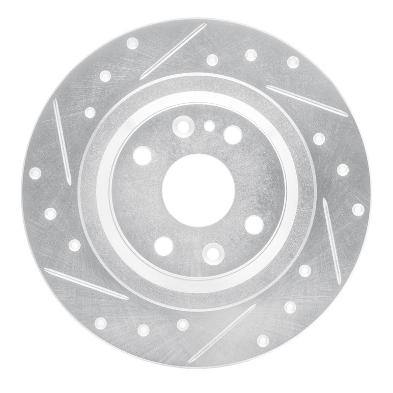 Mazda Miata Brake Rotor (1) - Rear Left - DFC - Drilled & Slotted - Silver - `01-`05