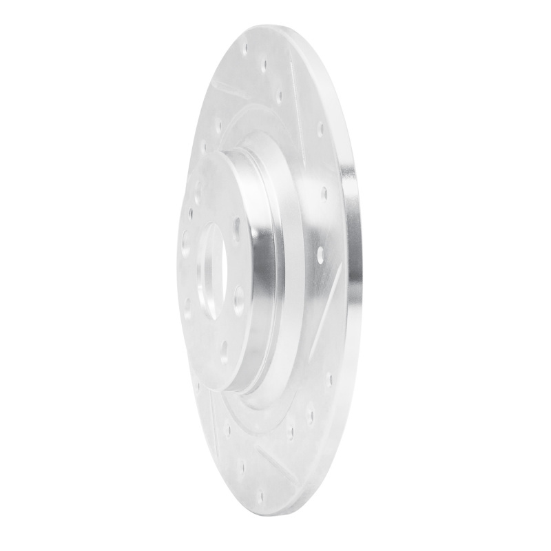 Mazda Miata Brake Rotor (1) - Rear Right - DFC - Drilled & Slotted - Silver - `01-`05