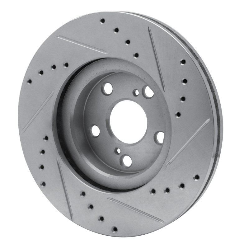 Toyota Corolla Brake Rotor (1) - Front Left - DFC - Drilled & Slotted - Silver - `09-`15