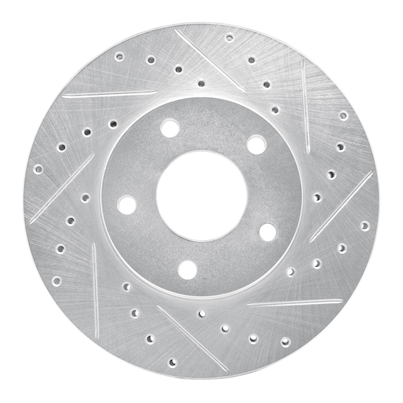 Nissan X-Trail Brake Rotor (1) - Front Right - DFC - Drilled & Slotted - Silver - `02-`07