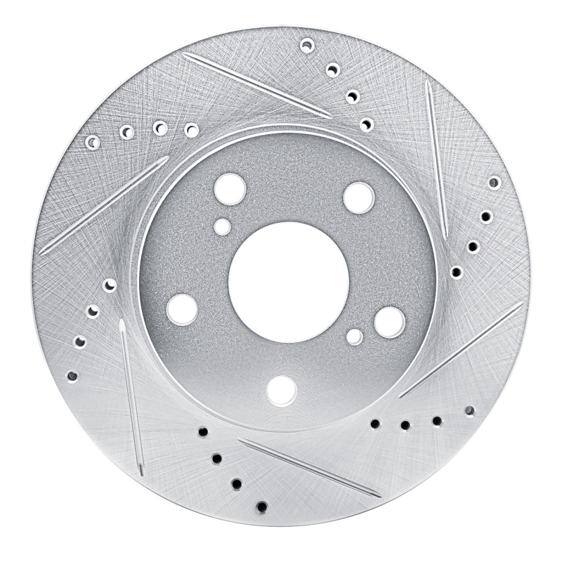 Toyota Hilux Brake Rotor (1) - Front Right - DFC - Drilled & Slotted - Silver - `13-`19