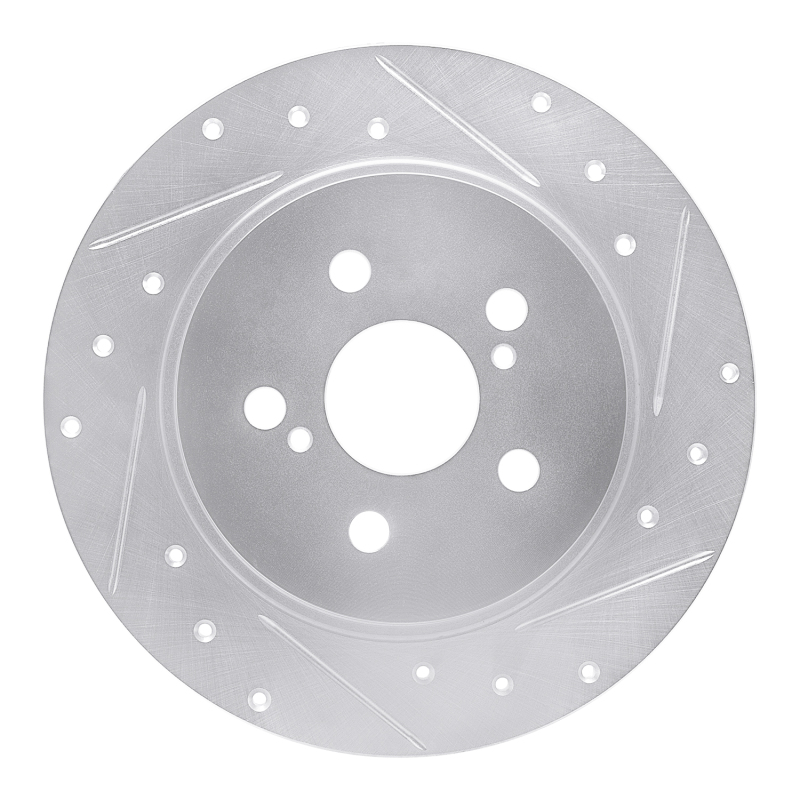 Toyota Corolla Brake Rotor (1) - Rear Right - DFC - Drilled & Slotted - Silver - `09-`15