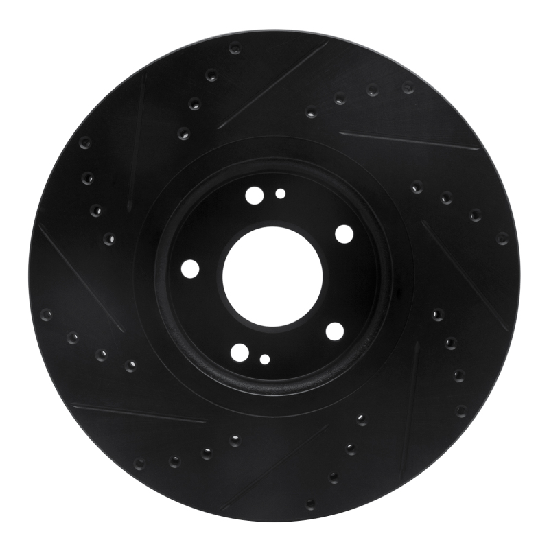 Hyundai Veracruz Brake Rotor (1) - Front Right - DFC - Drilled & Slotted, Zinc Plated Black - Black - `07-`12