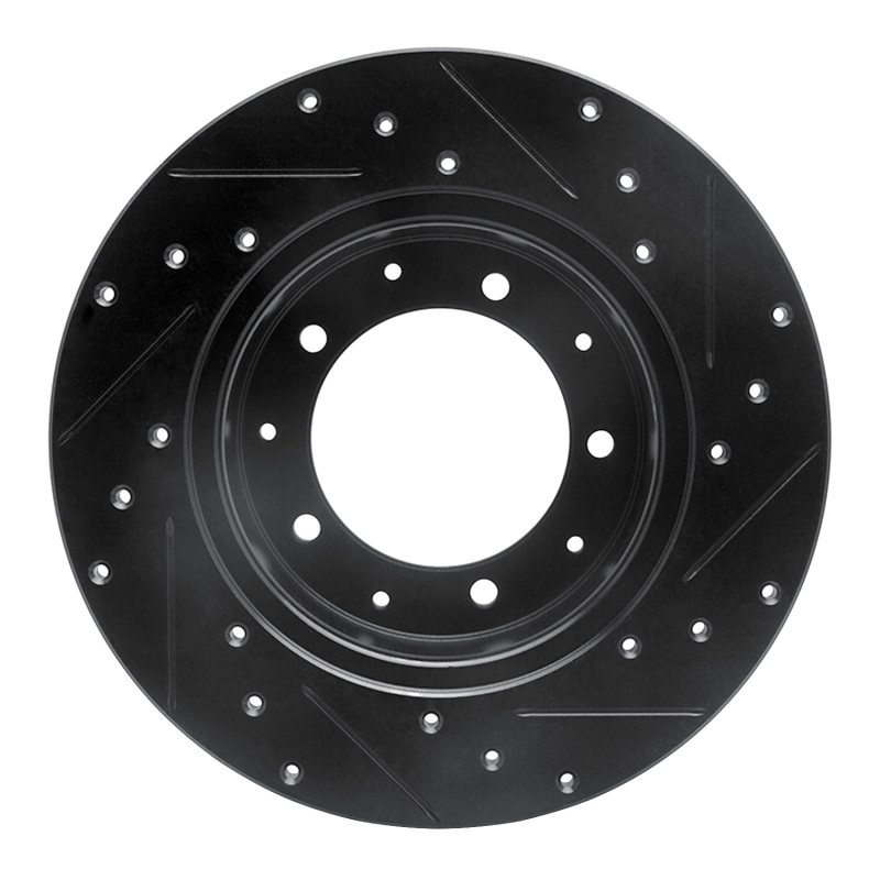 Land Rover Defender 90 Brake Rotor (1) - Rear Left - DFC - Drilled & Slotted - Black - `74-`16