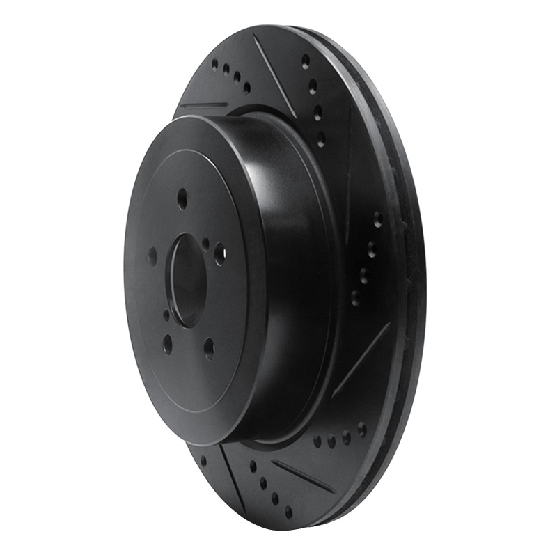 Subaru Impreza Brake Rotor (1) - Rear Right - DFC - Drilled & Slotted - Black - `03-`04