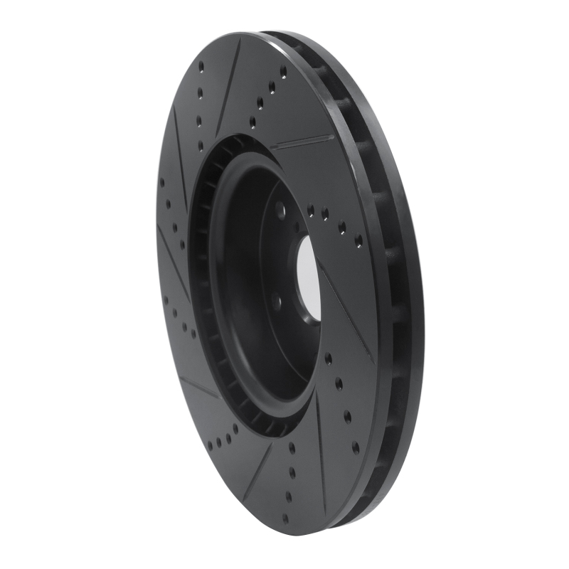 Subaru Impreza Brake Rotor (1) - Front Right - DFC - Drilled & Slotted - Black - `05-`20