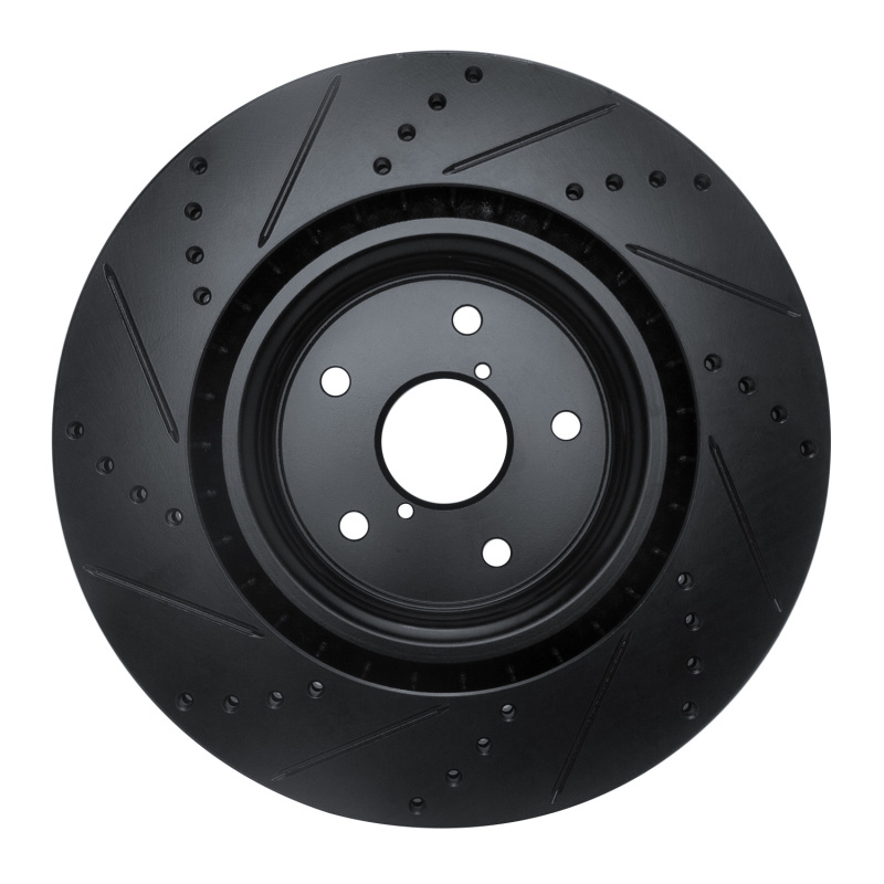 Subaru WRX Brake Rotor (1) - Front Right - DFC - Drilled & Slotted - Black - `18-`25