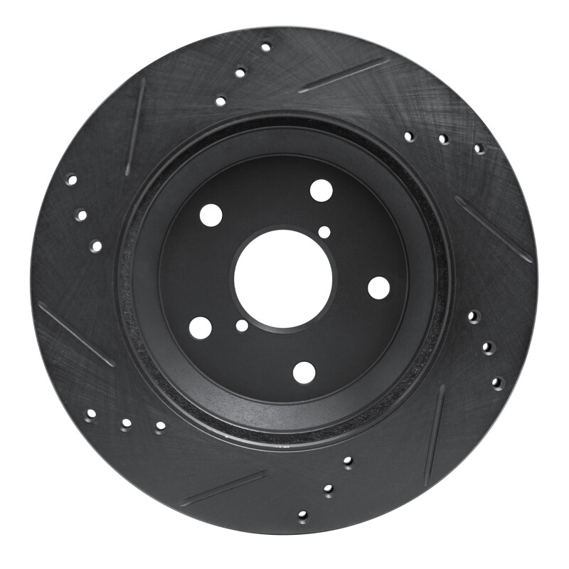 Subaru Crosstrek Brake Rotor (1) - Rear Right - DFC - Drilled & Slotted - Black - `19-`25