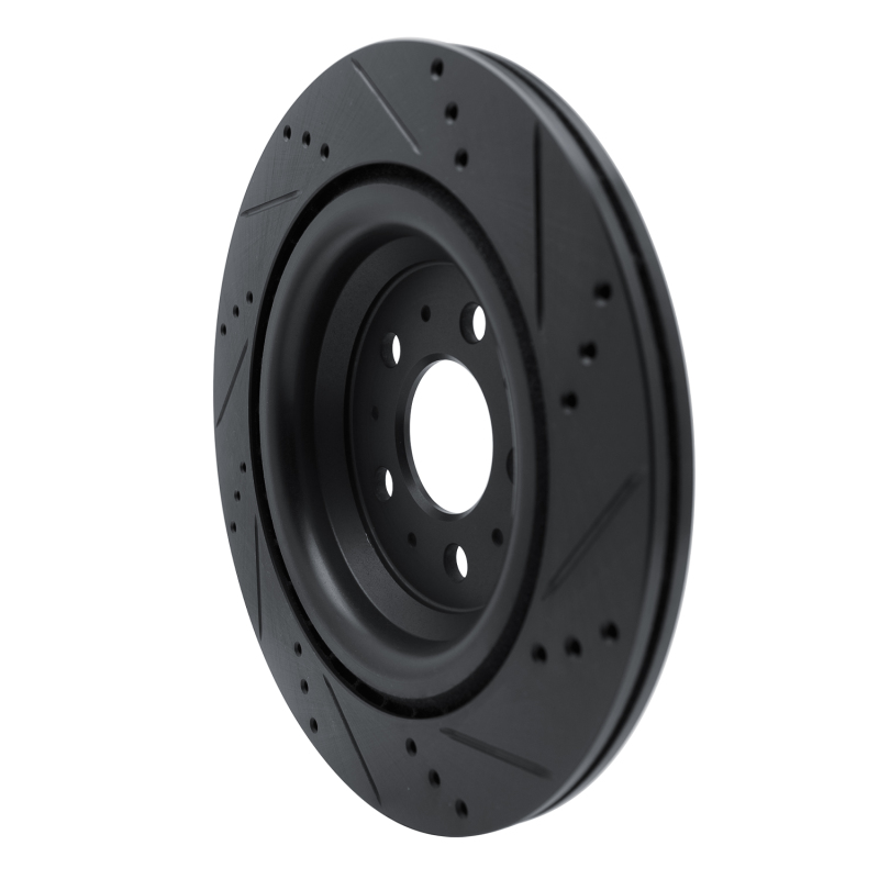 Tesla Model Y Brake Rotor (1) - Rear Left - DFC - Drilled & Slotted - Black - `17-`25