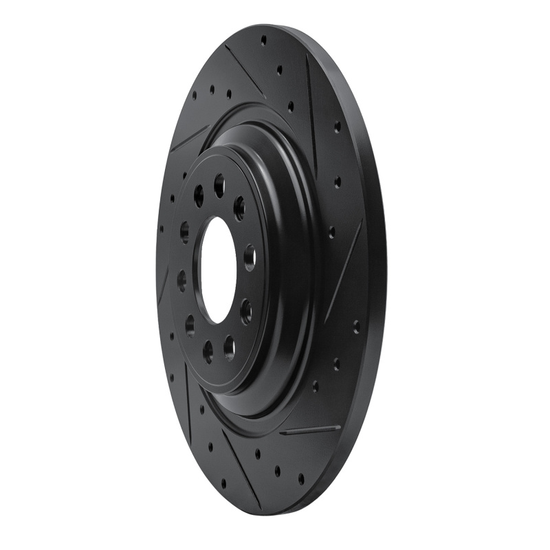 Jeep Cherokee Brake Rotor (1) - Rear Right - DFC - Drilled & Slotted - Black - `14-`23