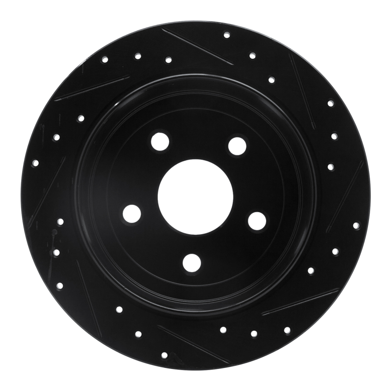 Jeep Wrangler Brake Rotor (1) - Rear Left - DFC - Drilled & Slotted - Black - `07-`18