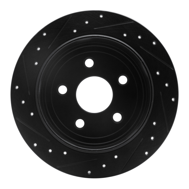 Jeep Wrangler Brake Rotor (1) - Rear Right - DFC - Drilled & Slotted - Black - `07-`18