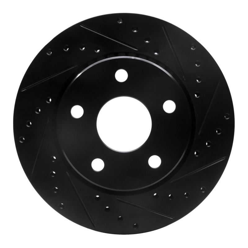 Jeep Wrangler Brake Rotor (1) - Front Right - DFC - Drilled & Slotted - Black - `07-`18