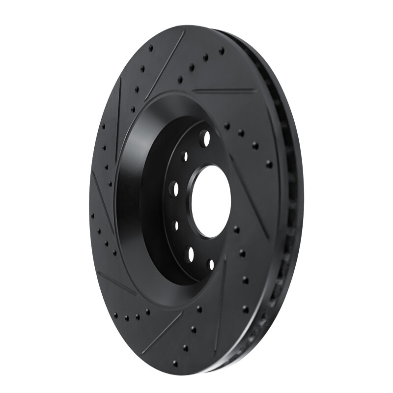 Jeep Wrangler Brake Rotor (1) - Front Right - DFC - Drilled & Slotted - Black - `18-`25