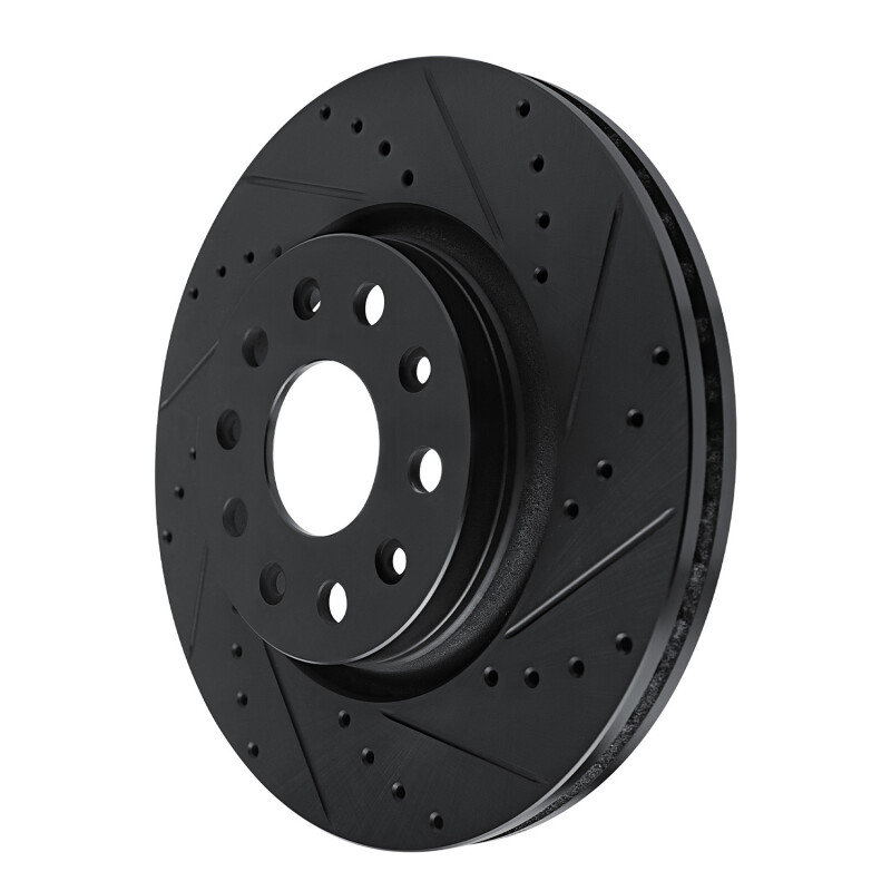 Jeep Wrangler Brake Rotor (1) - Front Right - DFC - Drilled & Slotted - Black - `18-`25