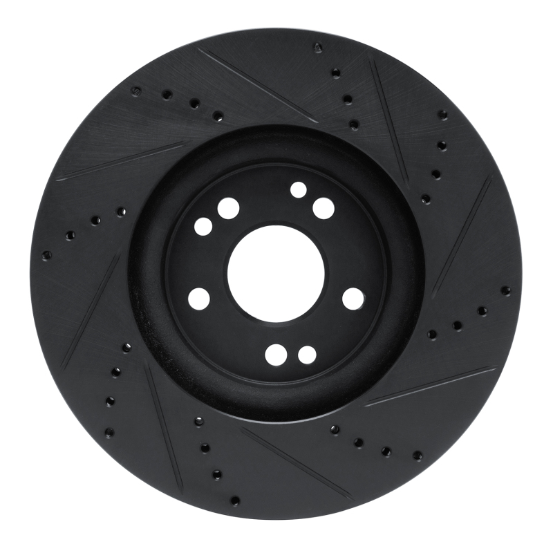 Mercedes-Benz E500 Brake Rotor (1) - Right Front - DFC - Drilled & Slotted - Black - `94-`02