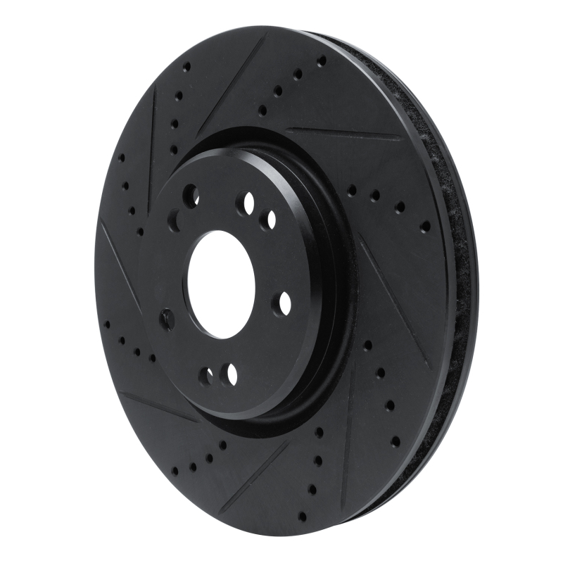 Mercedes-Benz E500 Brake Rotor (1) - Right Front - DFC - Drilled & Slotted - Black - `94-`02