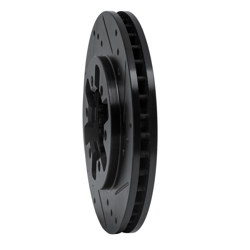 Nissan D21 Hardbody Pickup Brake Rotor (1) - Front Right - DFC - Drilled and Slotted - Black - `85-`12