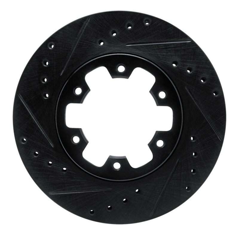 Nissan Pickup Hardbody Brake Rotor (1) - Front Left - DFC - Drilled & Slotted - Black - `85-`02