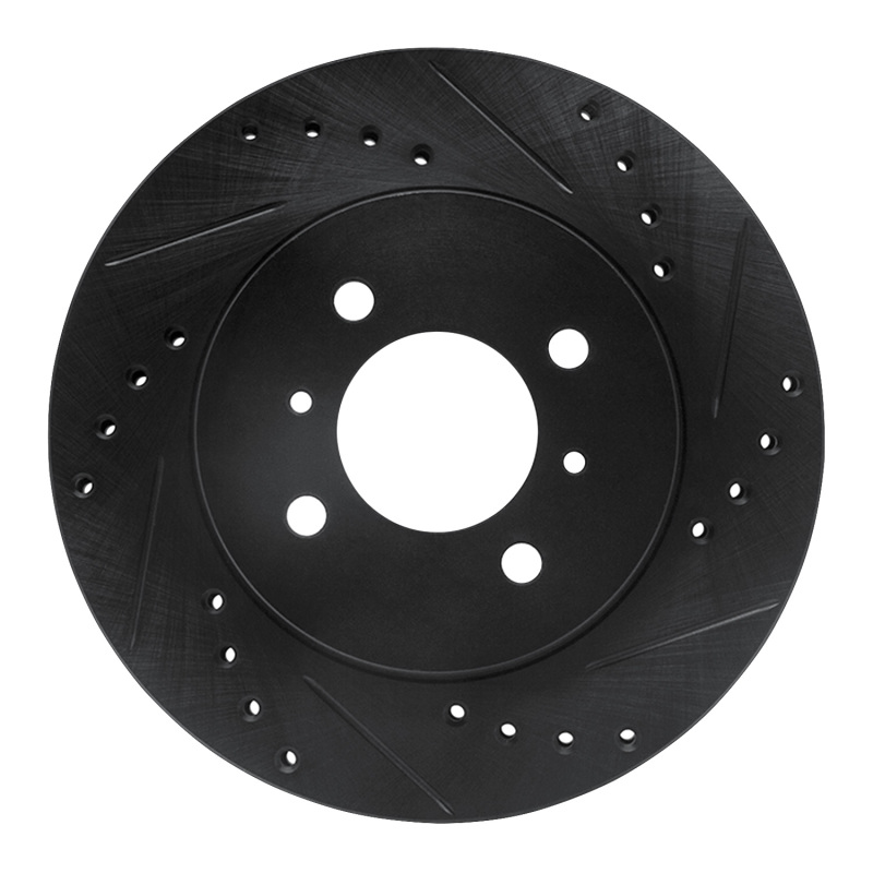 Mitsubishi Mirage Brake Rotor (1) - Front Right - DFC - Drilled & Slotted - Black - `98-`07
