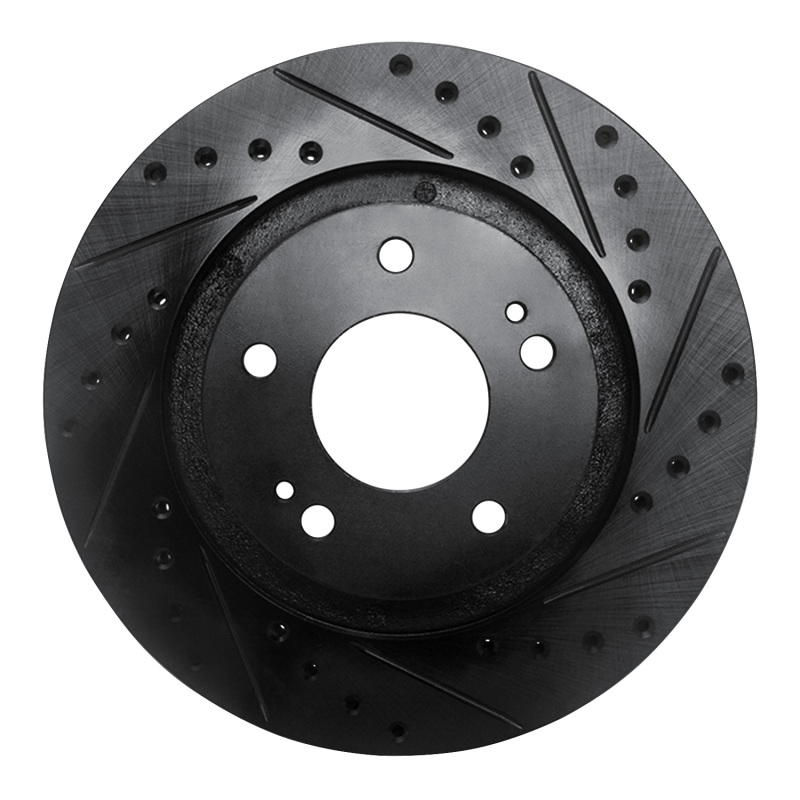Mitsubishi Outlander PHEV Brake Rotor (1) - Front Right - DFC - Drilled & Slotted, Zinc Plated - Black - `05-`22