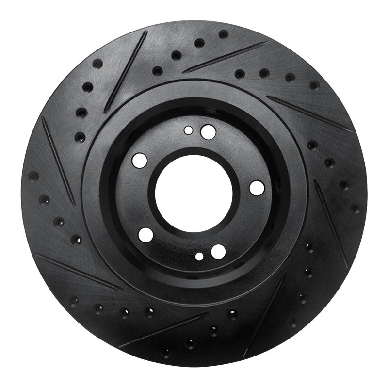 Mitsubishi Outlander PHEV Brake Rotor (1) - Front Right - DFC - Drilled & Slotted, Zinc Plated - Black - `05-`22