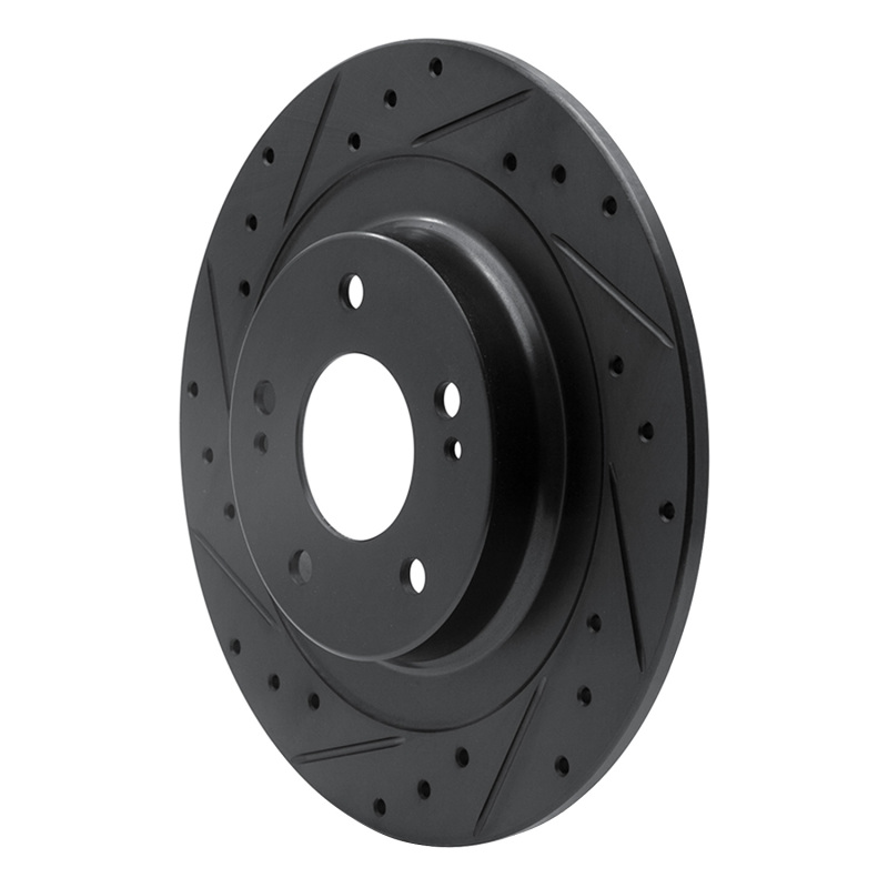 Mitsubishi Outlander PHEV Brake Rotor (1) - Rear Left - DFC - Drilled & Slotted, Zinc Plated - Black - `13-`25