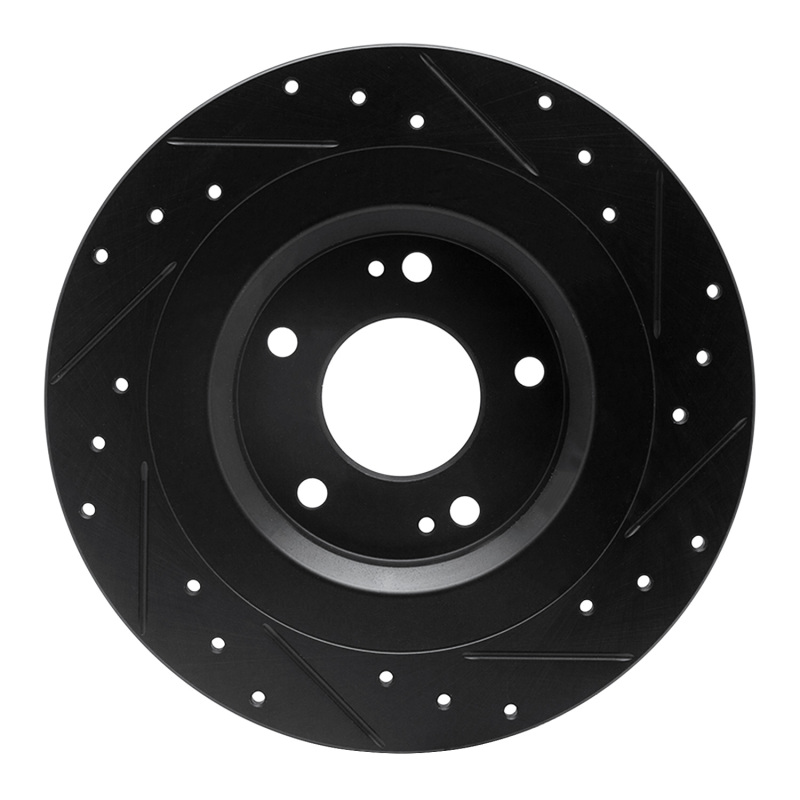 Mitsubishi Outlander PHEV Brake Rotor (1) - Rear Left - DFC - Drilled & Slotted, Zinc Plated - Black - `13-`25