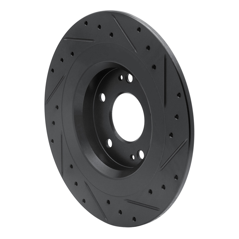 Mitsubishi Outlander PHEV Brake Rotor (1) - Rear Left - DFC - Drilled & Slotted, Zinc Plated - Black - `13-`25