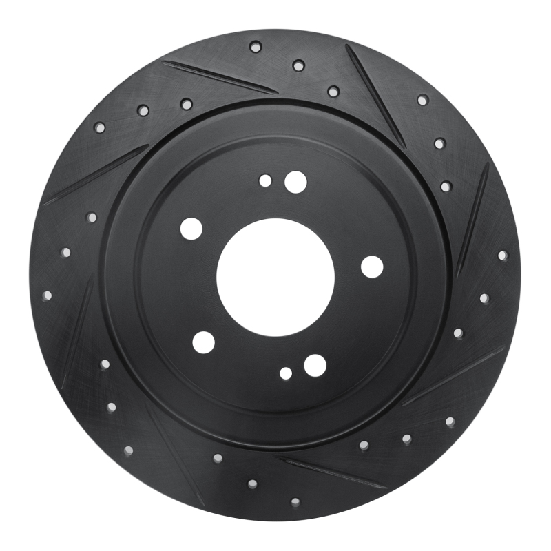 Mitsubishi Outlander PHEV Brake Rotor (1) - Rear Right - DFC - Drilled & Slotted - Black - `13-`25