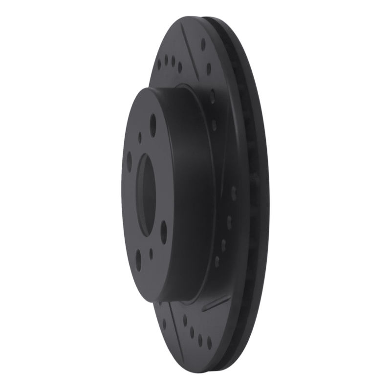 Toyota Yaris Brake Rotor (1) - Front Right - DFC - Drilled & Slotted - Black - `99-`05