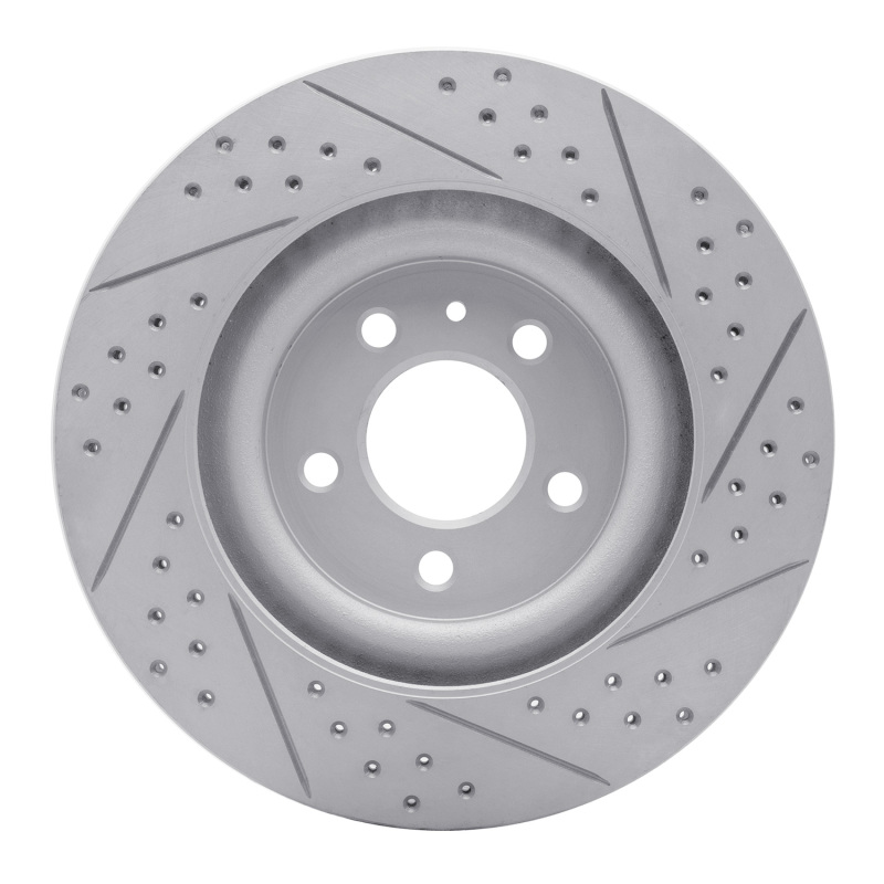 Ford Mustang Brake Rotor (1) - Front Left - DFC - Drilled & Slotted Geoperformance - `11-`14