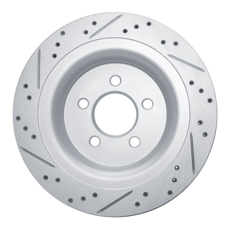 Ford Mustang Brake Rotor (1) - Rear Right - DFC - Drilled & Slotted Geoperformance - `15-`23