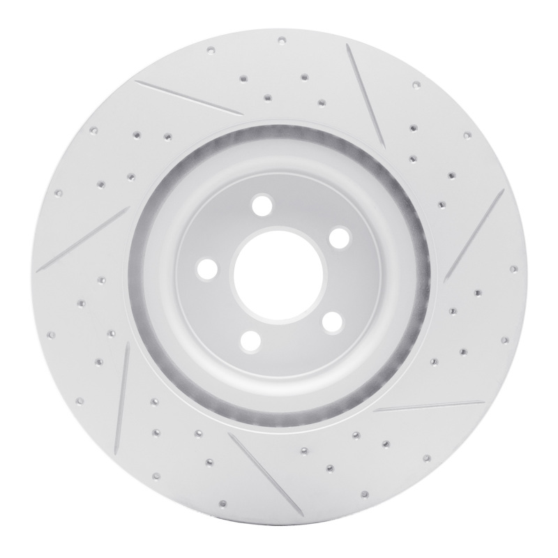 Ford Mustang Brake Rotor (1) - Front Left - DFC - Drilled & Slotted Geoperformance - `15-`23