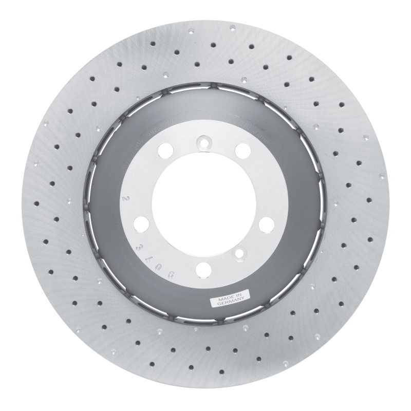 Porsche 911 Brake Rotor (1) - Left Front - DFC - Drilled, Hi-Carbon Alloy, Geomet Coated - `10-`11