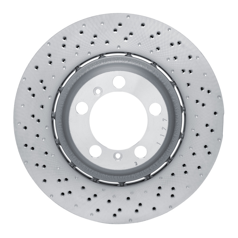 Porsche 911 Brake Rotor (1) - Left Rear - DFC - Geomet Coated, Drilled, Hi-Carbon Alloy - `13-`19