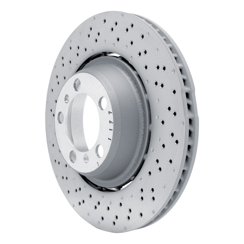 Porsche 911 Brake Rotor (1) - Left Rear - DFC - Geomet Coated, Drilled, Hi-Carbon Alloy - `13-`19