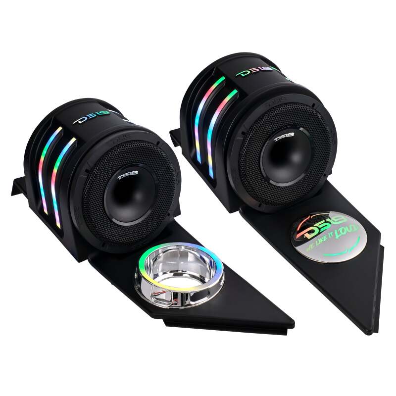 Polaris Slingshot Speaker Enclosures - Headrest - DS18 - SLG-HD6V2 with RGB LED Lighting - Matte Black - `15-`27