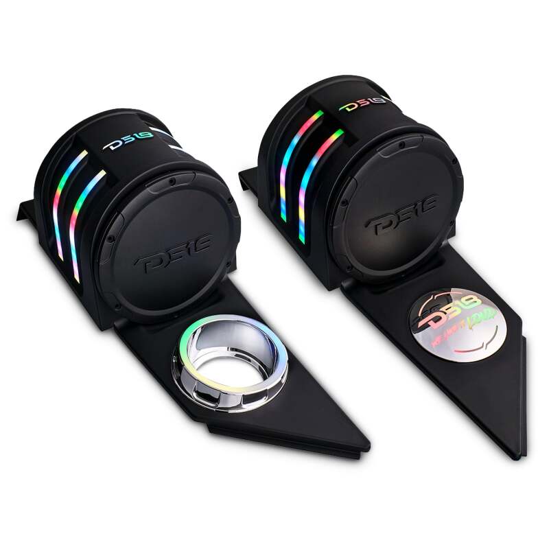 Polaris Slingshot Speaker Enclosures - Headrest - DS18 - SLG-HD6V2 with RGB LED Lighting - Matte Black - `15-`27