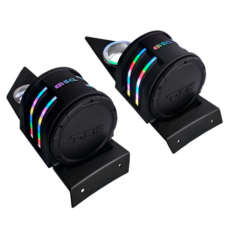 Polaris Slingshot Speaker Enclosures - Headrest - DS18 - SLG-HD6V2 with RGB LED Lighting - Matte Black - `15-`27