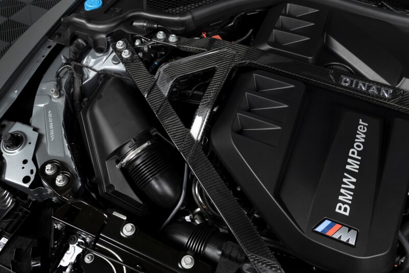 BMW M2 Strut Tower Brace - Dinan - Gloss Twill Carbon - Gloss Carbon Fiber - `21-`26
