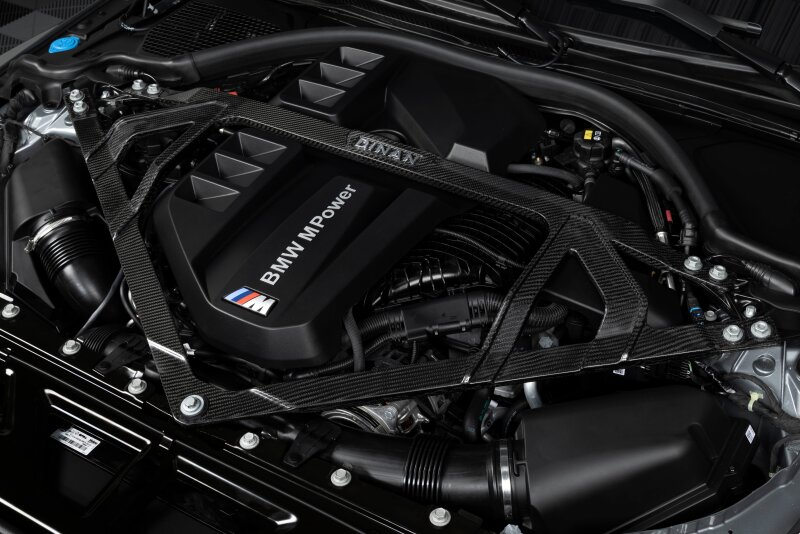 BMW M3 Strut Tower Brace - Dinan - Gloss Twill Carbon - Gloss Carbon Fiber - `21-`26