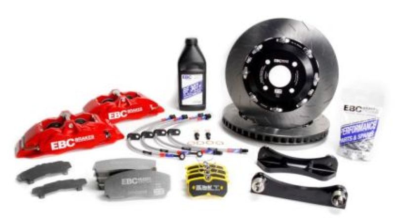 BMW 3 Series Big Brake Kit - Front - EBC - Apollo-4 Calipers (Red) + 330mm Swept-Grooved 2-Piece Rotors - Red - `12-`19 BMW 3 Series Big Brake Kit - Front - EBC - Apollo-4 Calipers (Red) + 330mm Swept-Grooved 2-Piece Rotors - Red - `12-`19